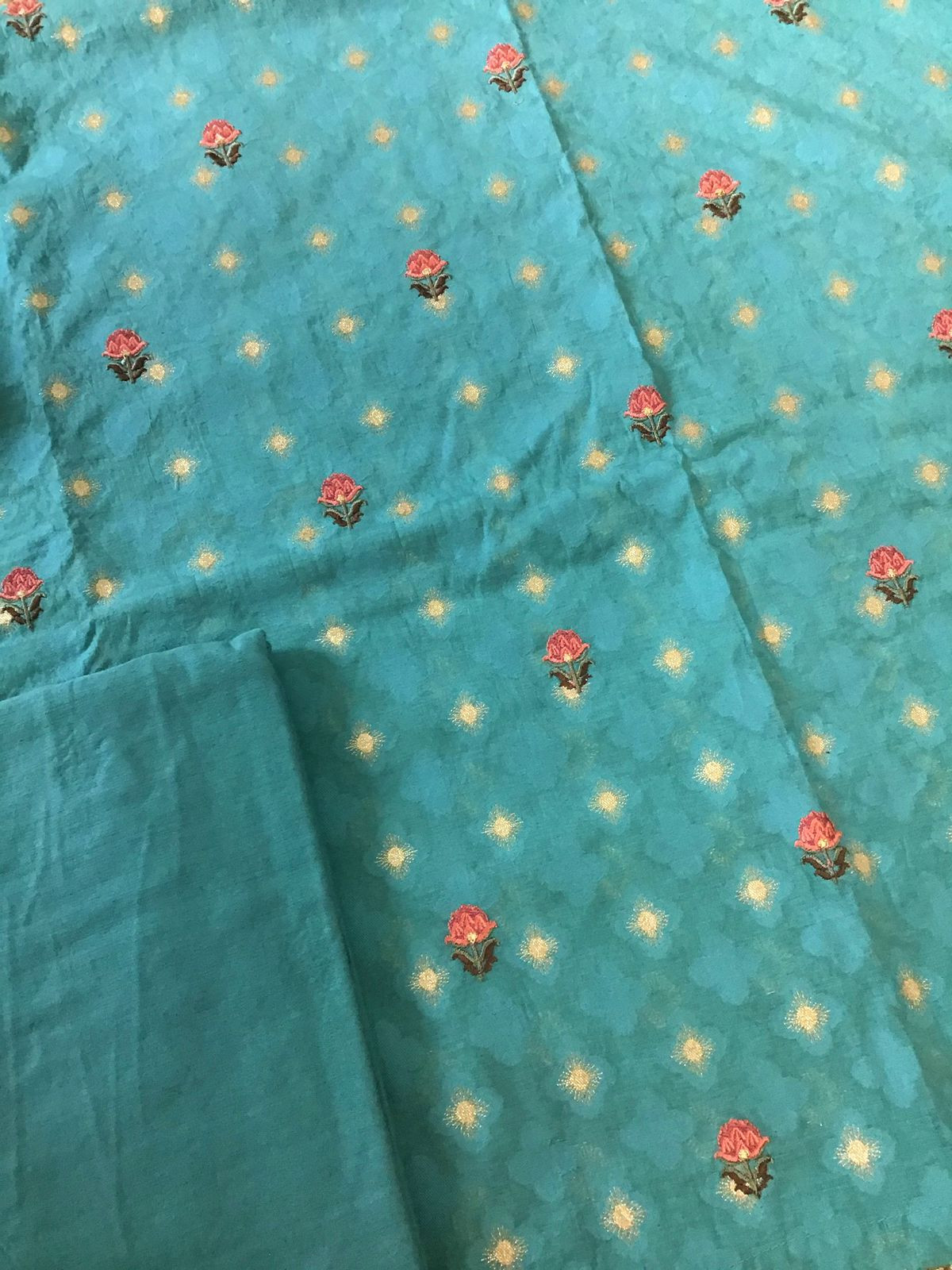 Pure Chanderi Banarasi Weaved Embroidered Suit - Blue