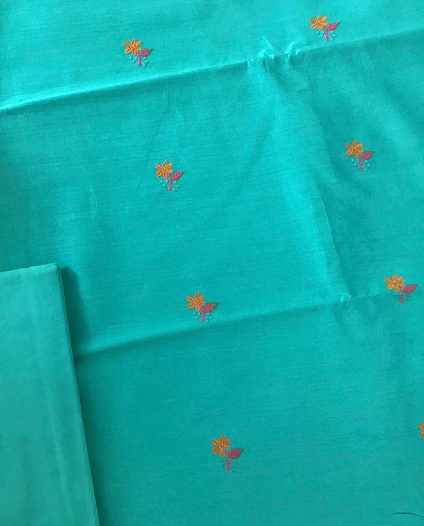 Pure Maheshwari Embroidered Suit - Blue