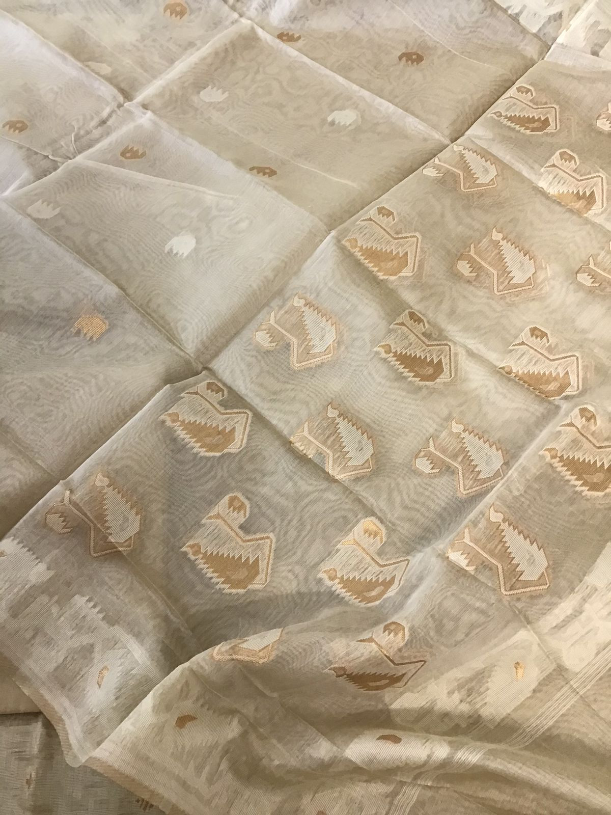 Soft Slub Chanderi Jamdani Weaved Suit - Beige