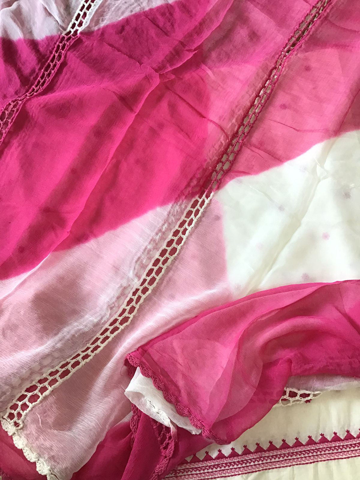 Pure Cotton Embroidered Suit - White