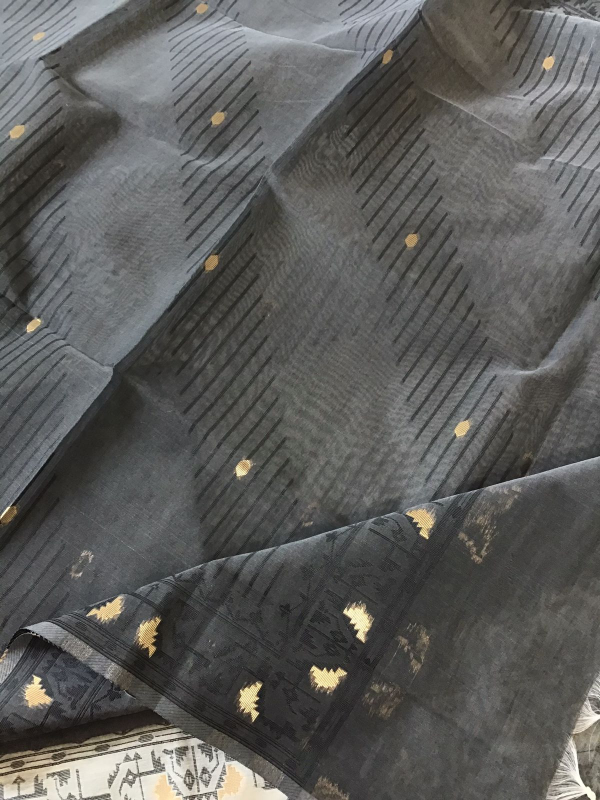 Soft Slub Chanderi Jamdani Weaved Embroidered Suit - White