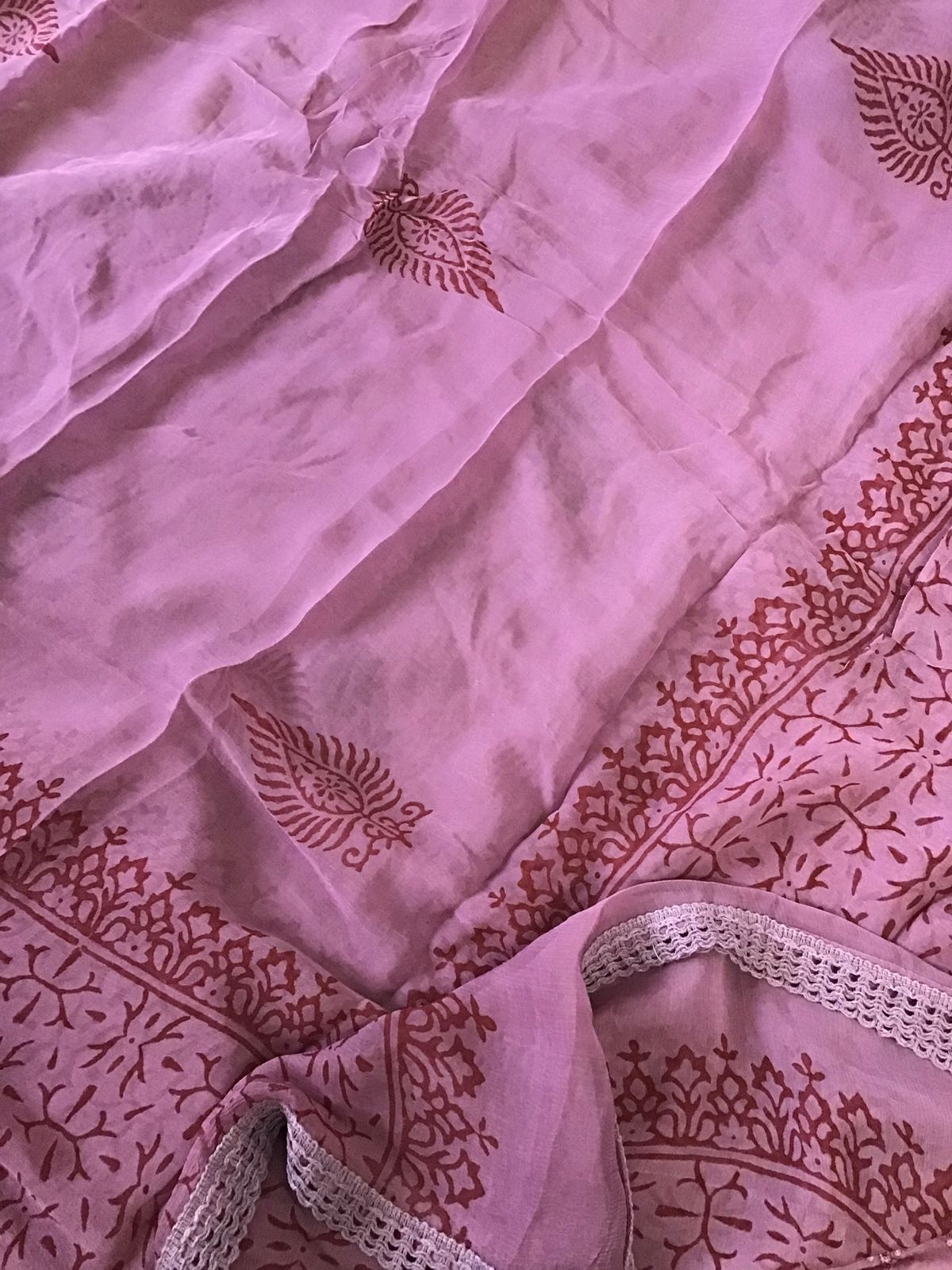 Pure Jaam Cotton Printed Embroidered Suit - Pink