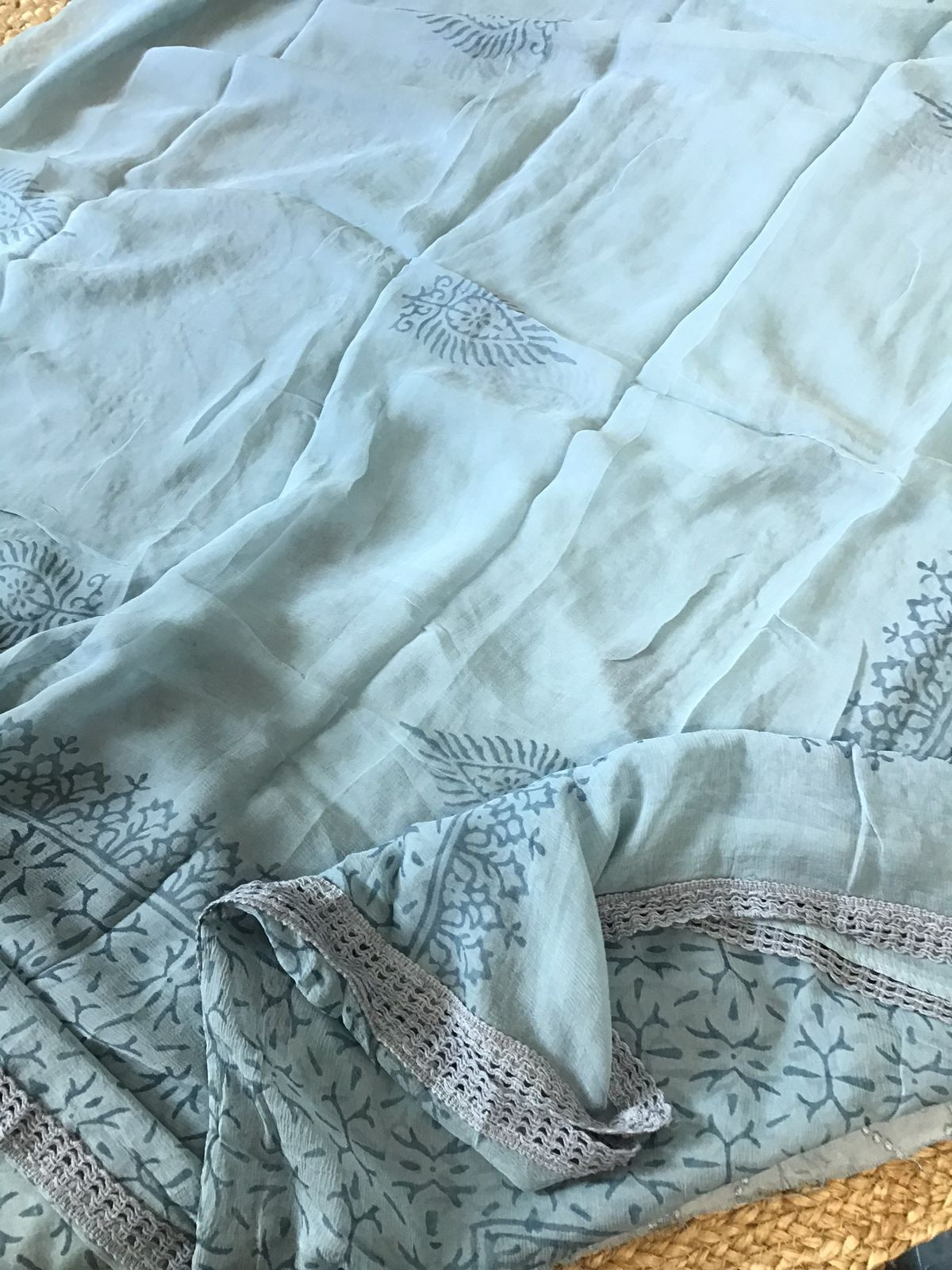 Pure Jaam Cotton Printed Embroidered Suit - Grey