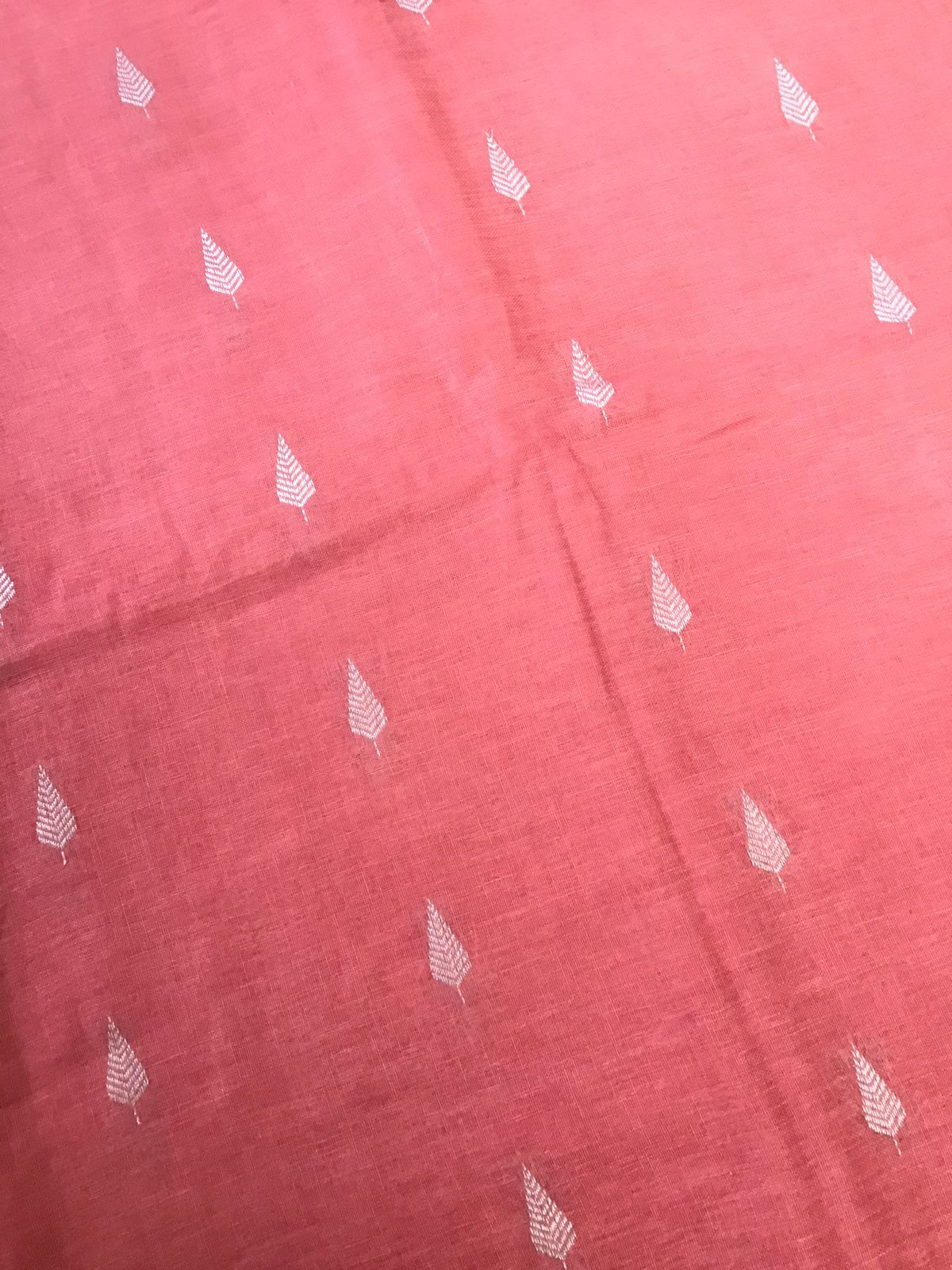 Pure Linen Jute Cotton Self Weaved Suit - Pink