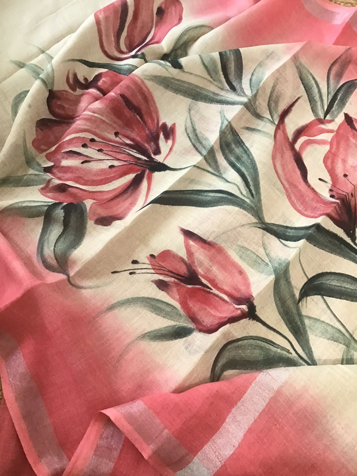 Pure Linen Jute Cotton Self Weaved Suit - Pink