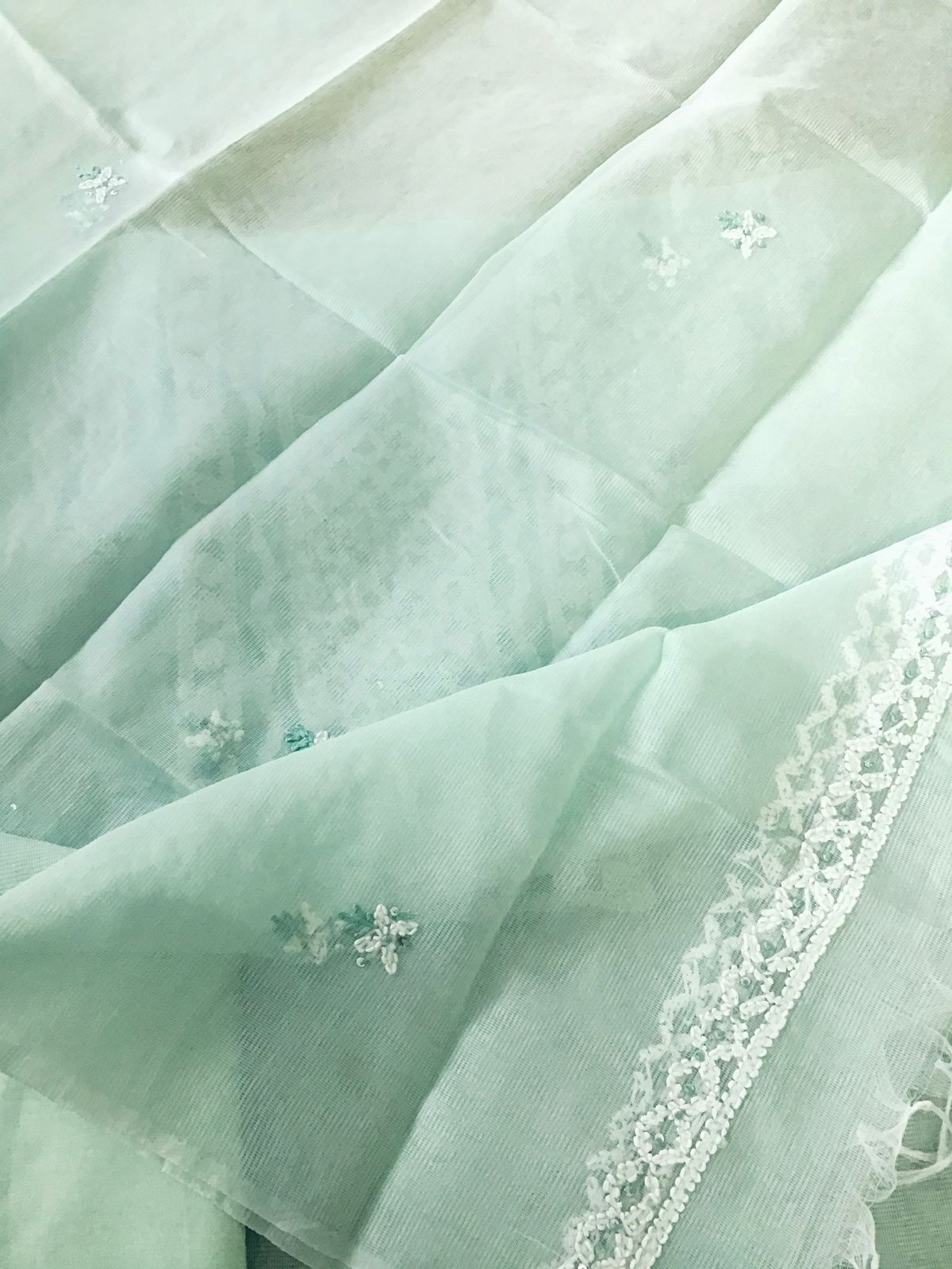 Soft Supernet Embroidered Suit - Green