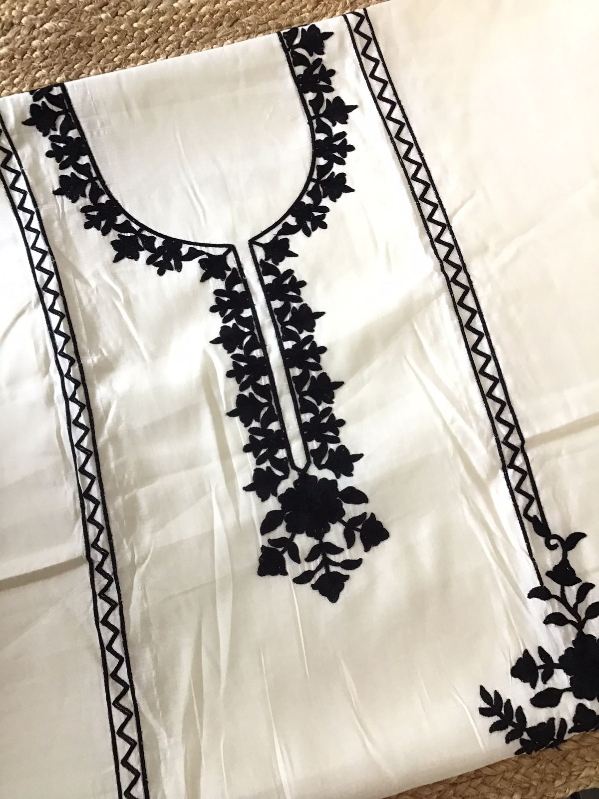 Soft Dola Silk Embroidered Suit - Offwhite
