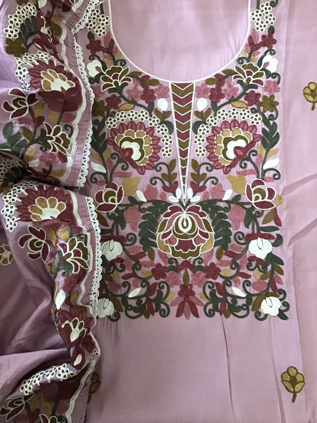 Soft Silk Embroidered Suit - Purple