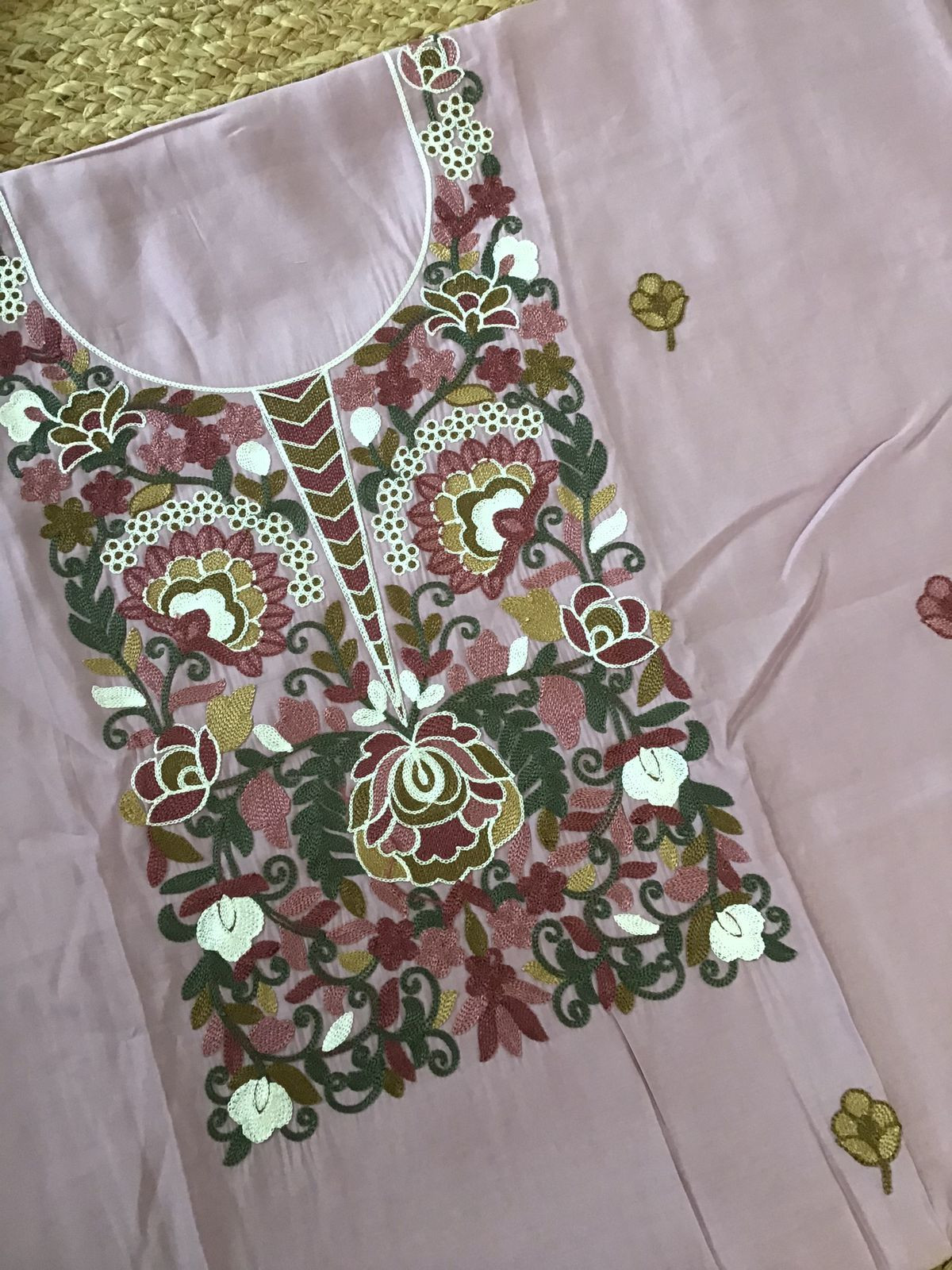 Soft Silk Embroidered Suit - Purple