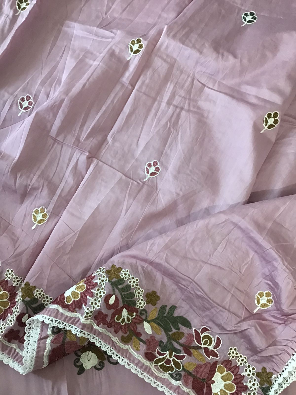 Soft Silk Embroidered Suit - Purple