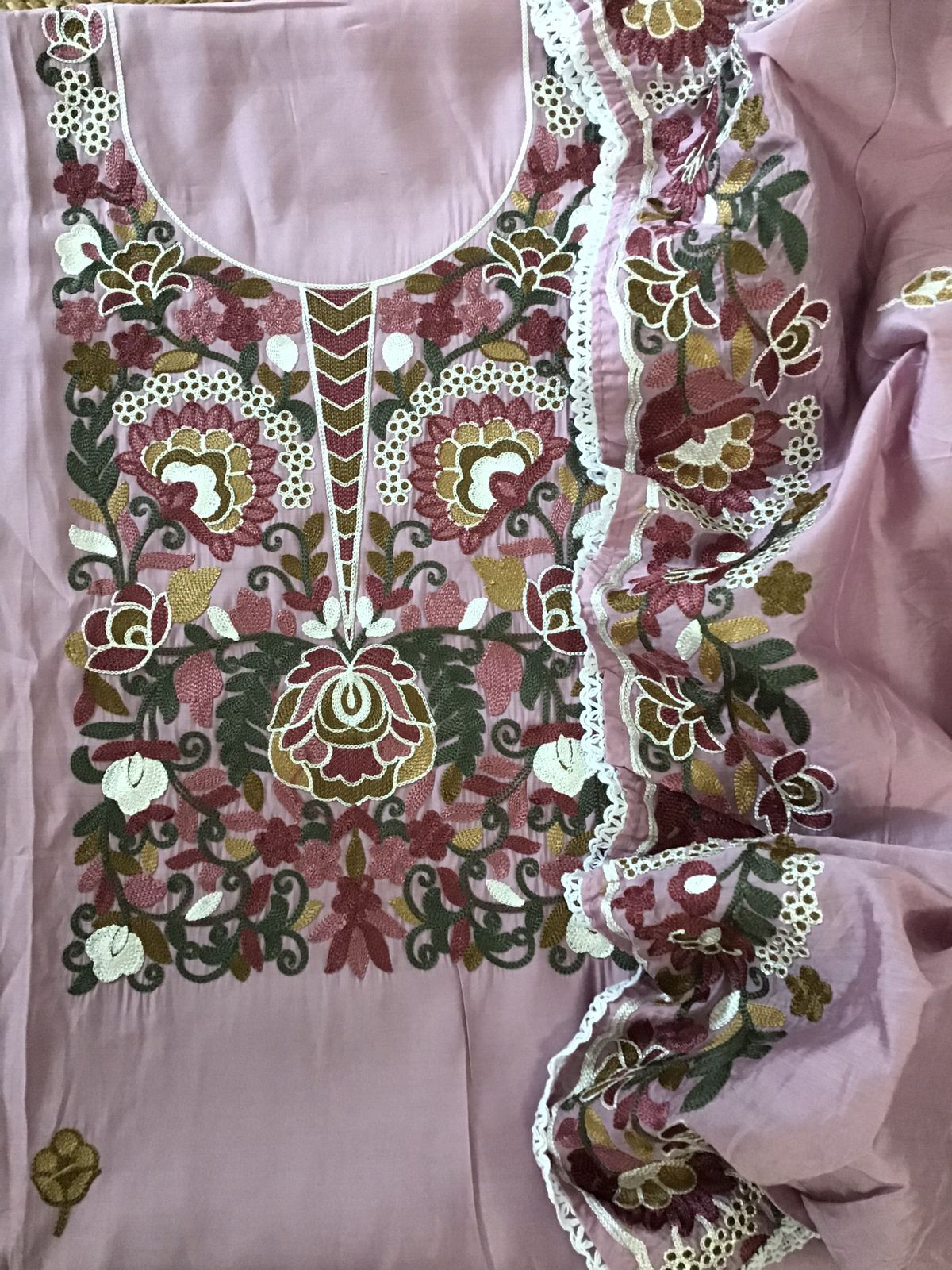 Soft Silk Embroidered Suit - Purple