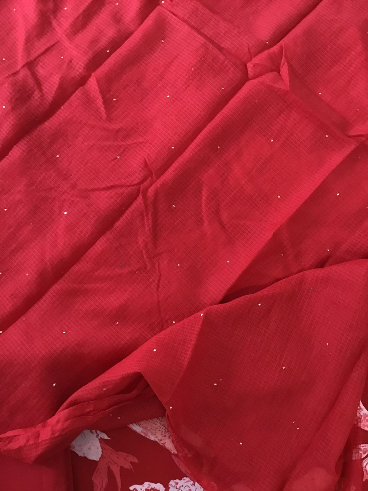 Pure Cotton Printed Embroidered Suit - Red