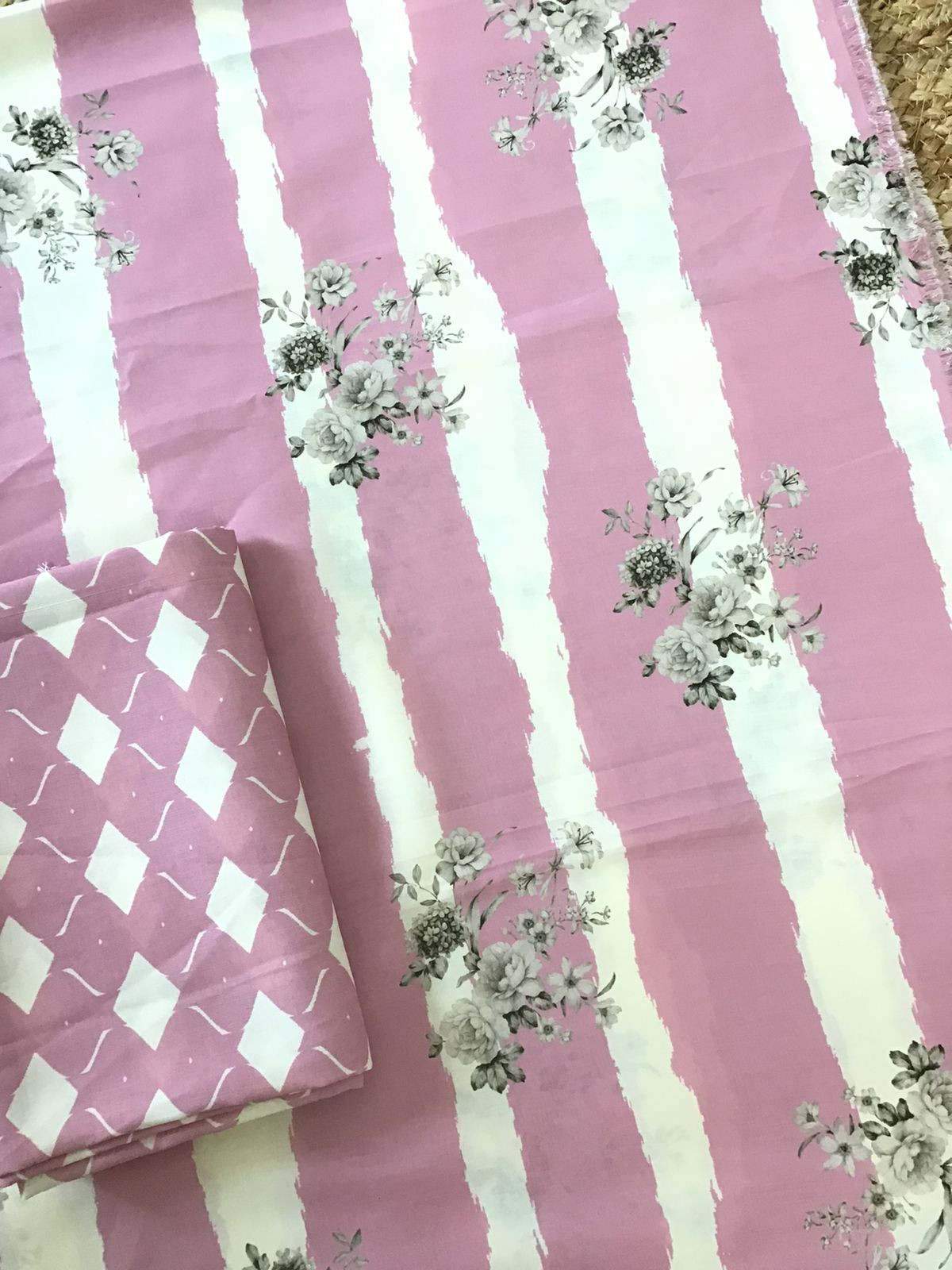 Pure Fine Muslin Printed Suit - Pink