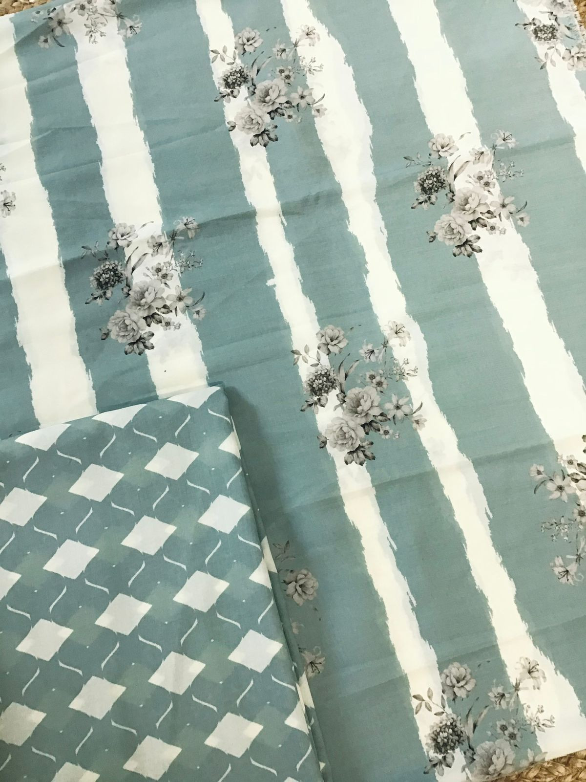 Pure Fine Muslin Printed Suit - Green