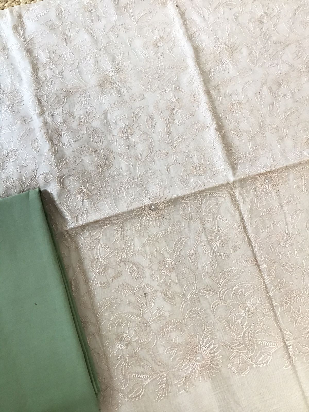 Pure Chanderi Embroidered Suit - Beige