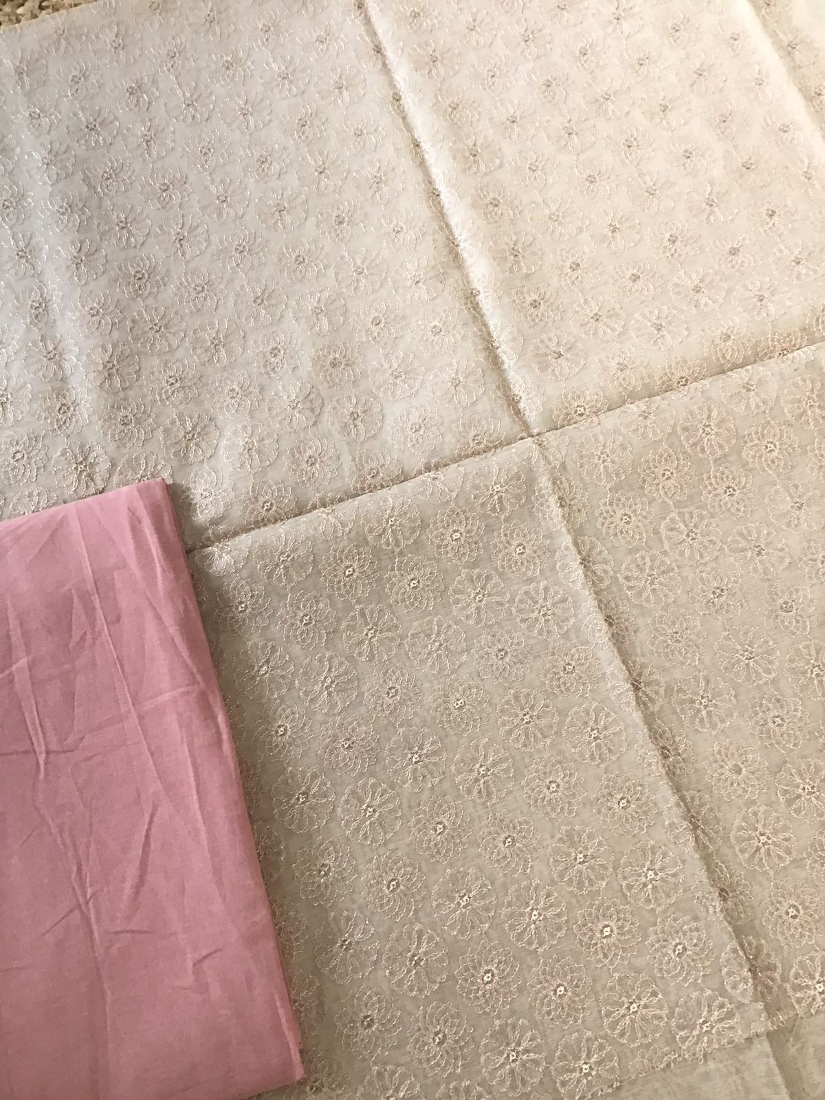 Pure Chanderi Embroidered Suit - Beige