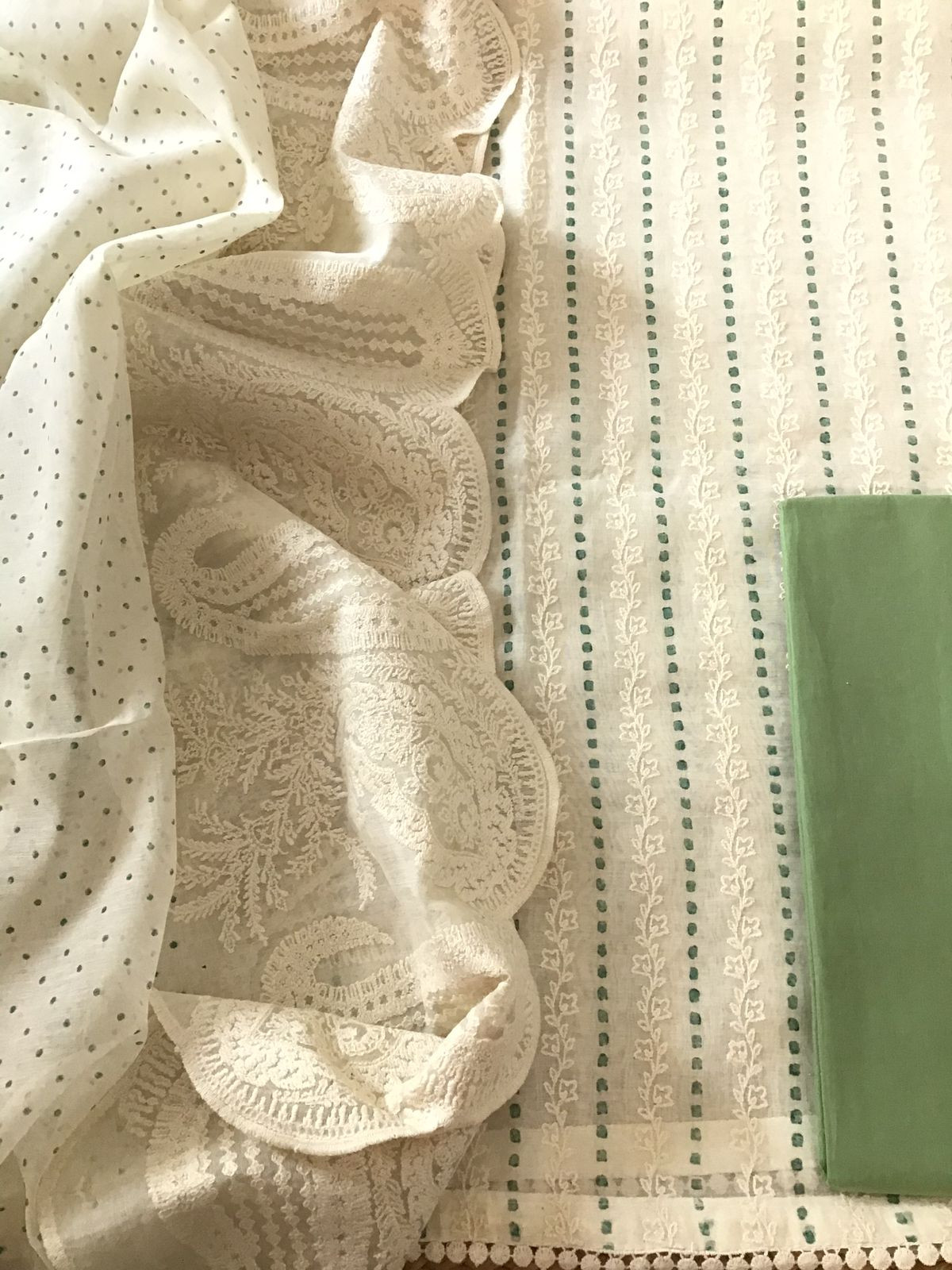 Pure Fine Mul Chanderi Printed Embroidered Suit - Offwhite