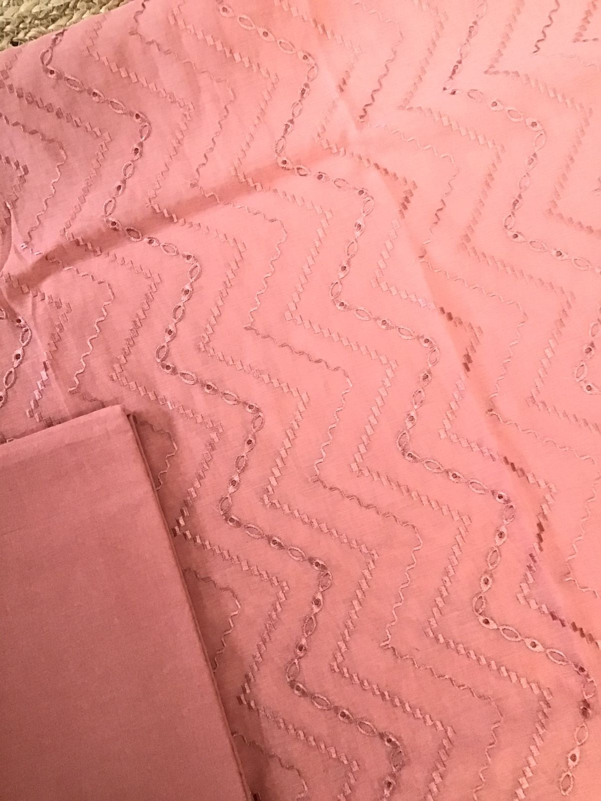 Soft Slub Chanderi Jamdani Weaved Embroidered Suit - Peach