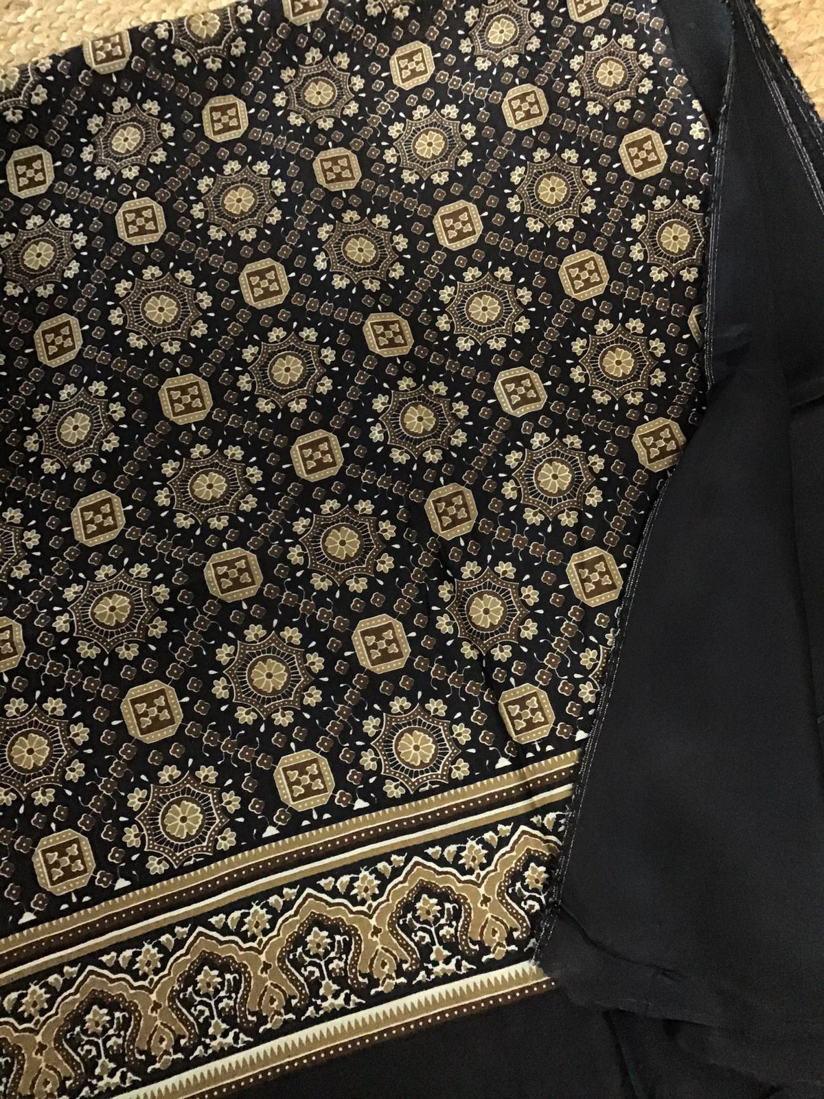 Pure Maheshwari Printed Suit - Black