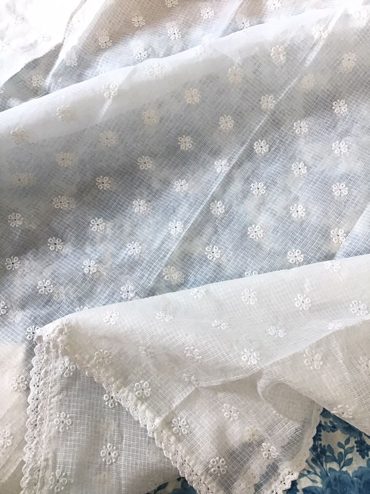 Pure Cotton Printed Embroidered Suit - Blue