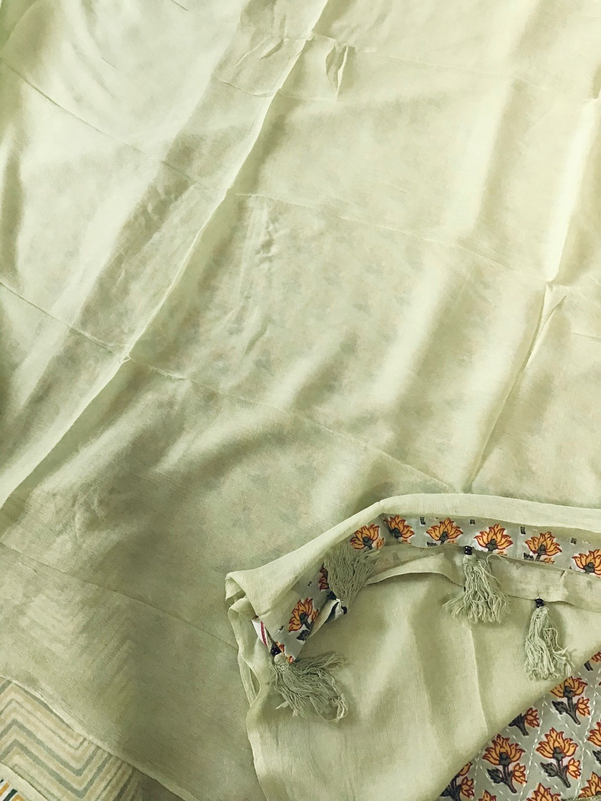 Pure Cotton Printed Embroidered Suit - Green