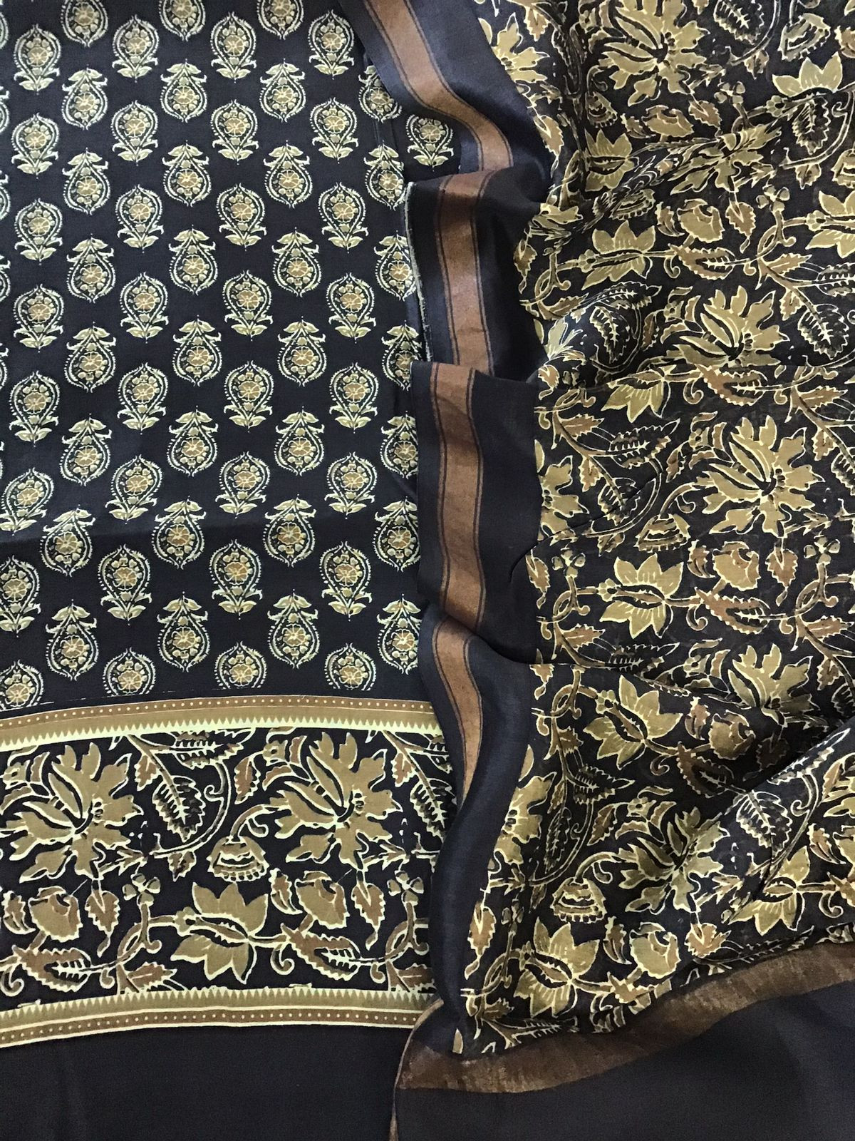 Pure Maheshwari Printed Suit - Black