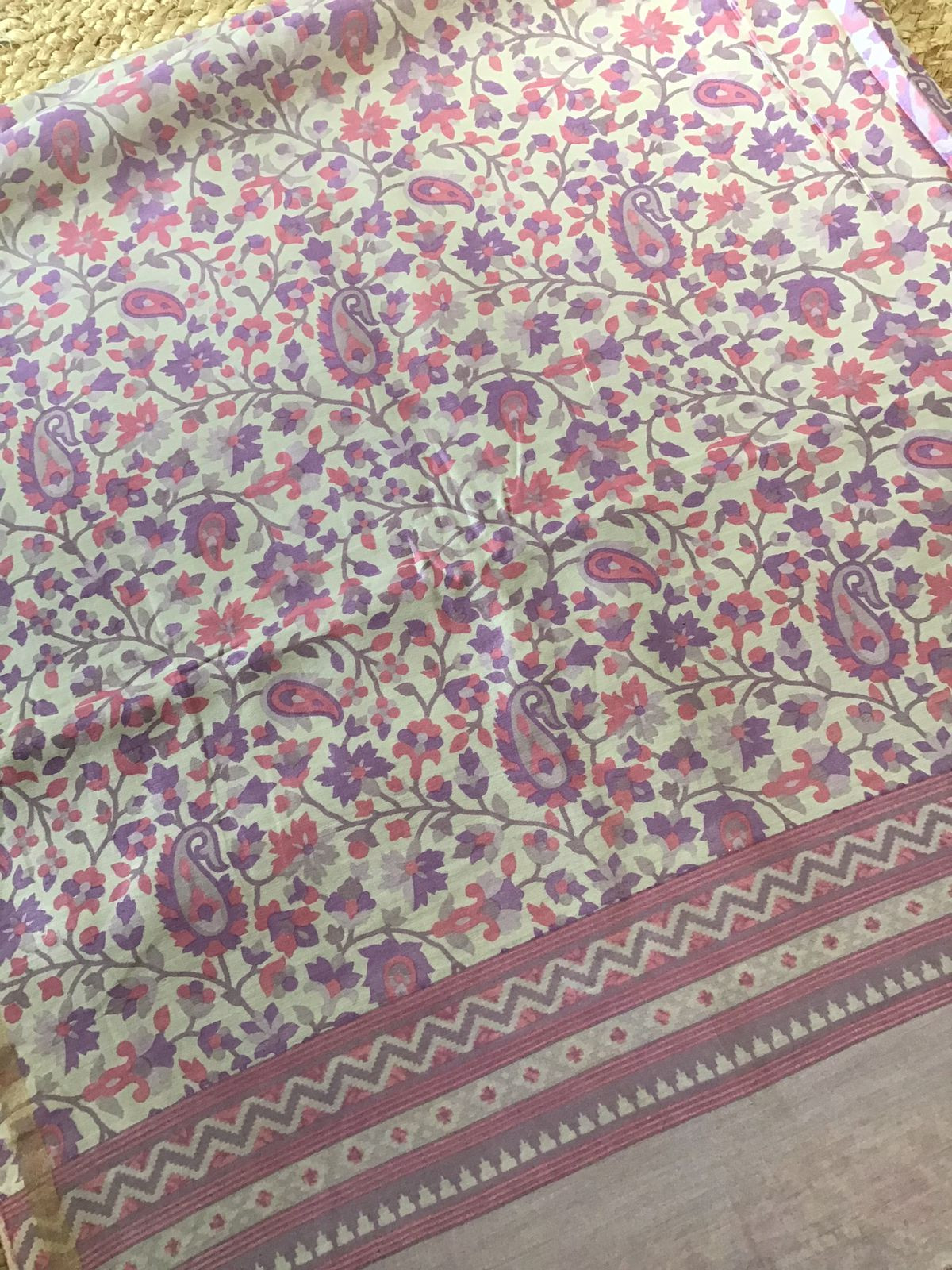 Pure Maheshwari Printed Suit - Beige