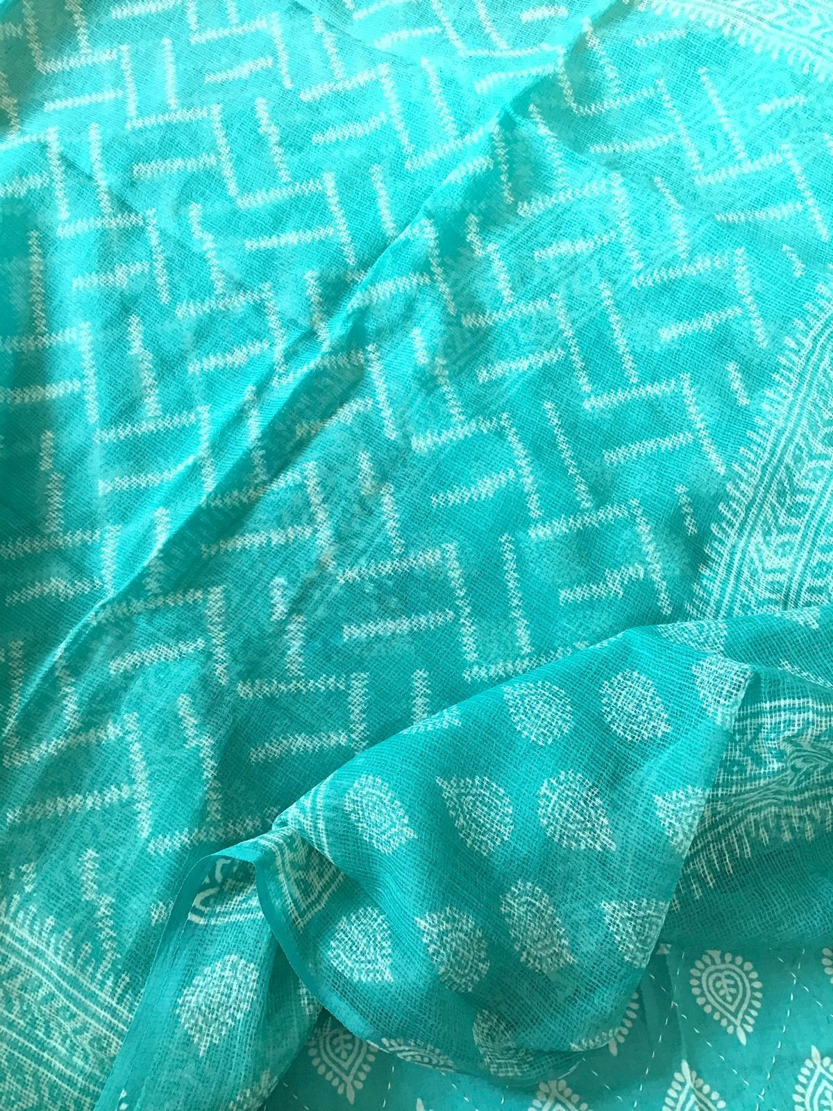 Pure Cotton Printed Embroidered Suit - Blue