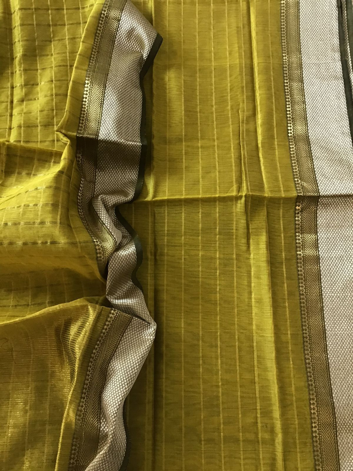 Pure Maheshwari Silk Self Weaved Top And Bottom Set - Yellow