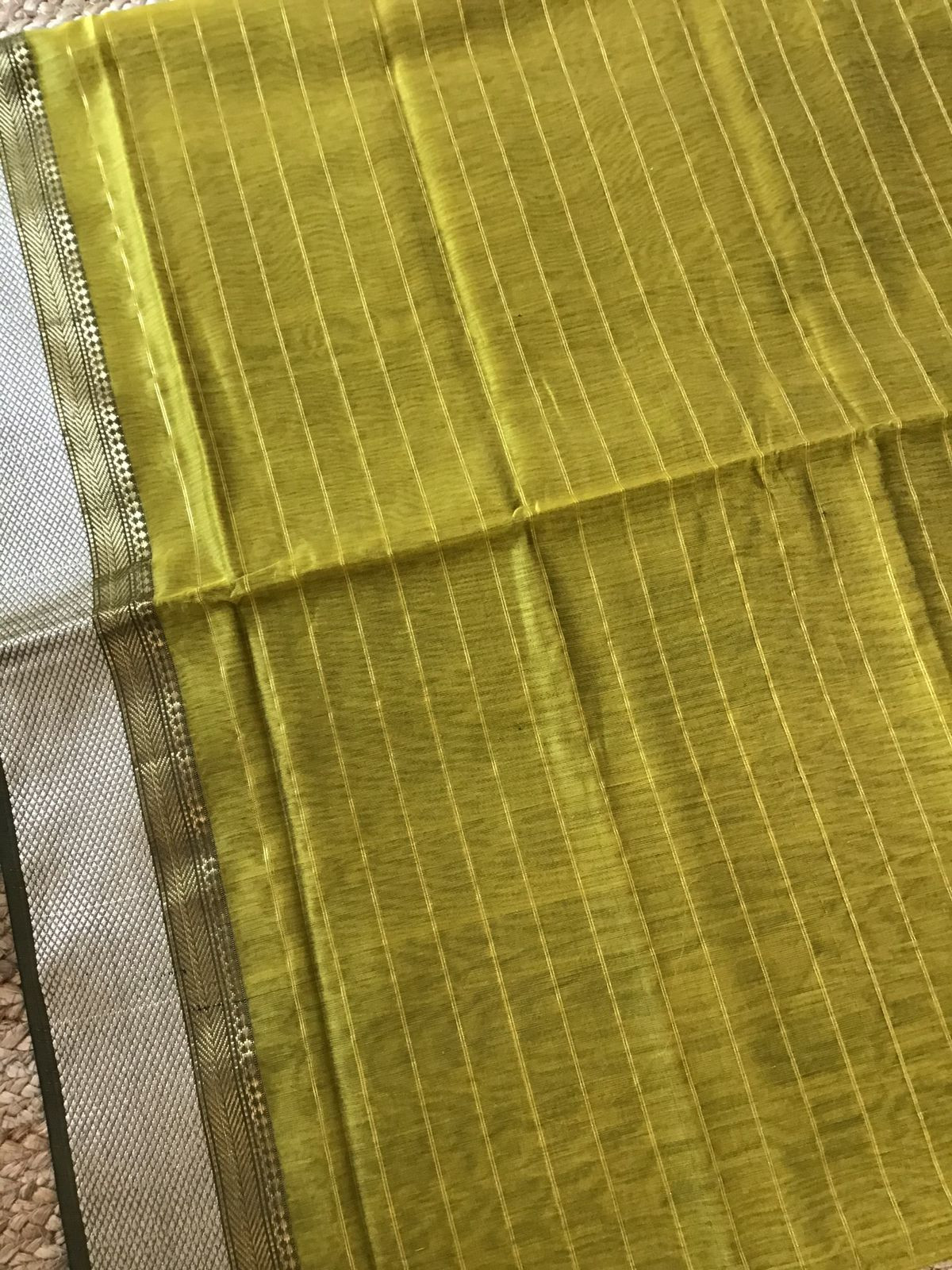 Pure Maheshwari Silk Self Weaved Top And Bottom Set - Yellow