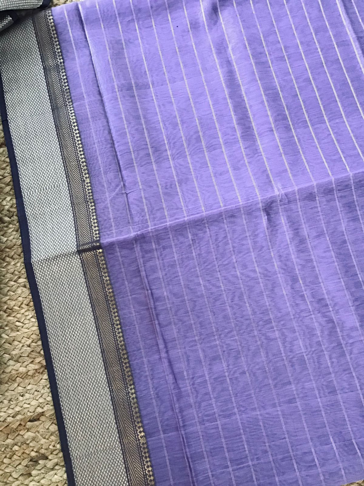 Pure Maheshwari Silk Self Weaved Top And Bottom Set - Lavender