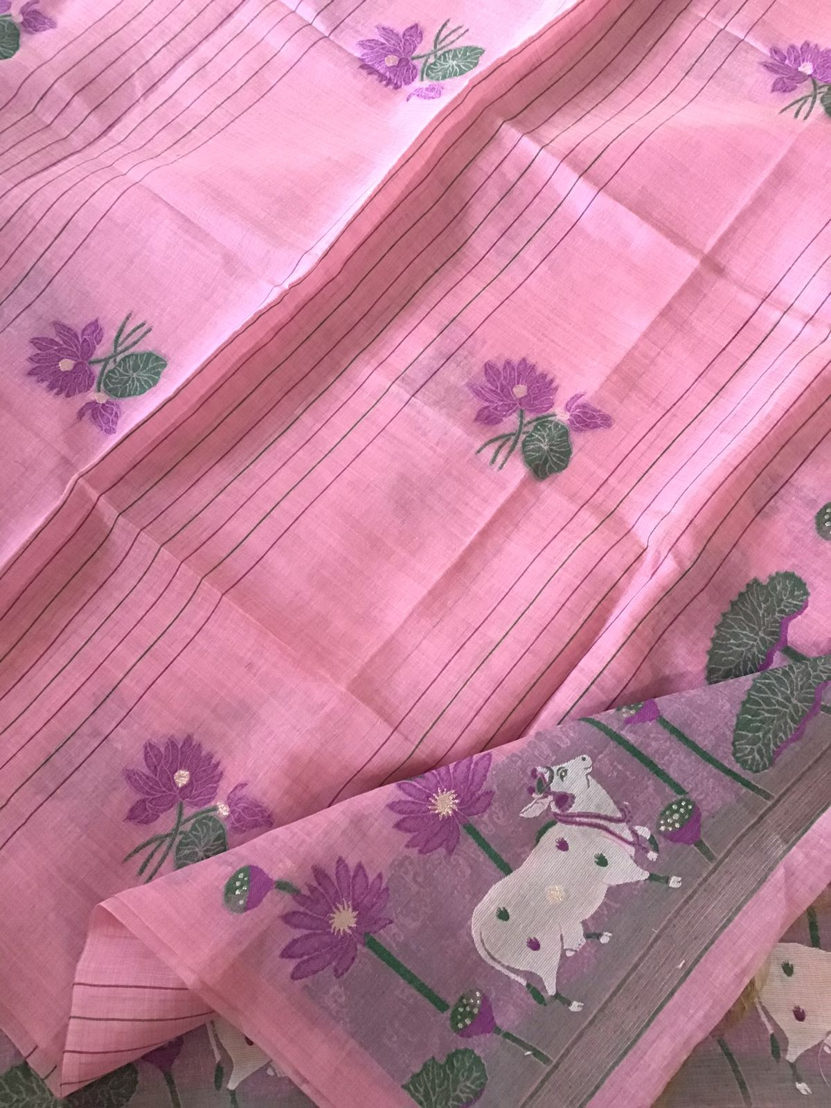 Soft Slub Chanderi Jamdani Weaved Embroidered Suit - Pink