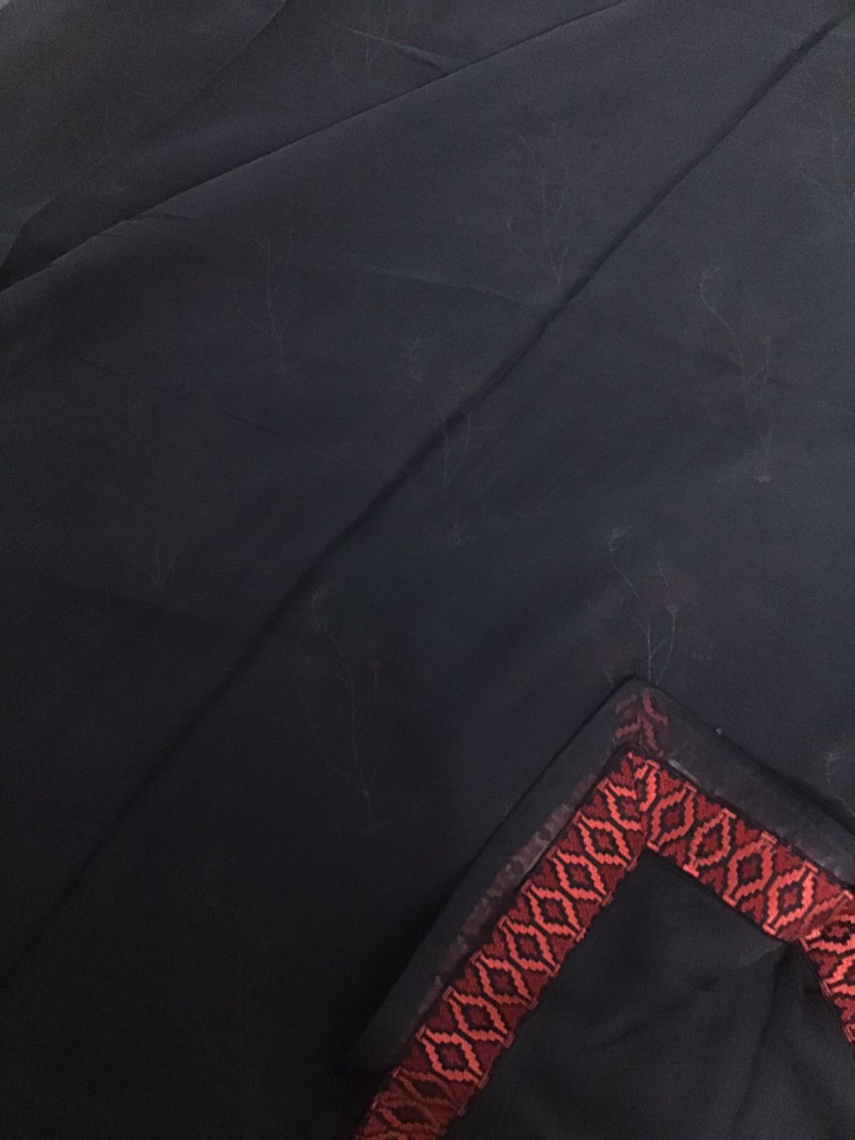 Pure Fine Tussar Embroidered Suit - Black