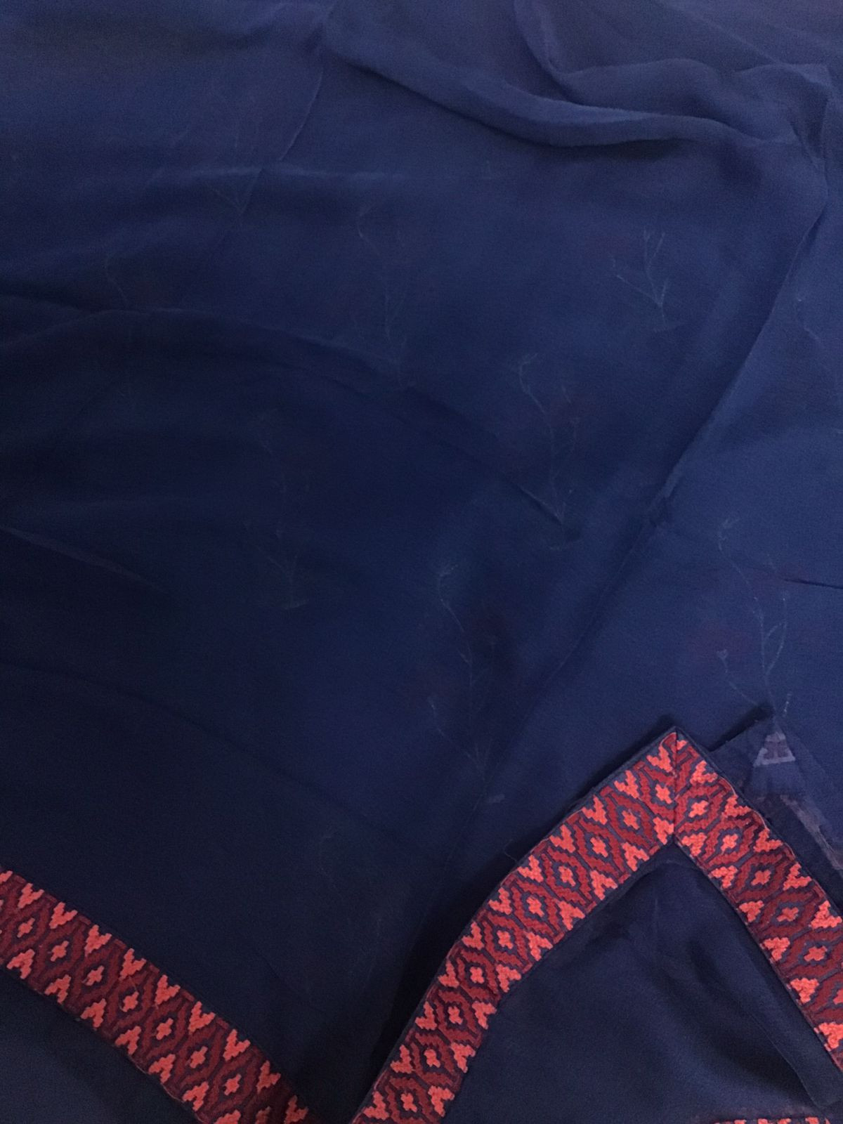 Pure Fine Tussar Embroidered Suit - Blue