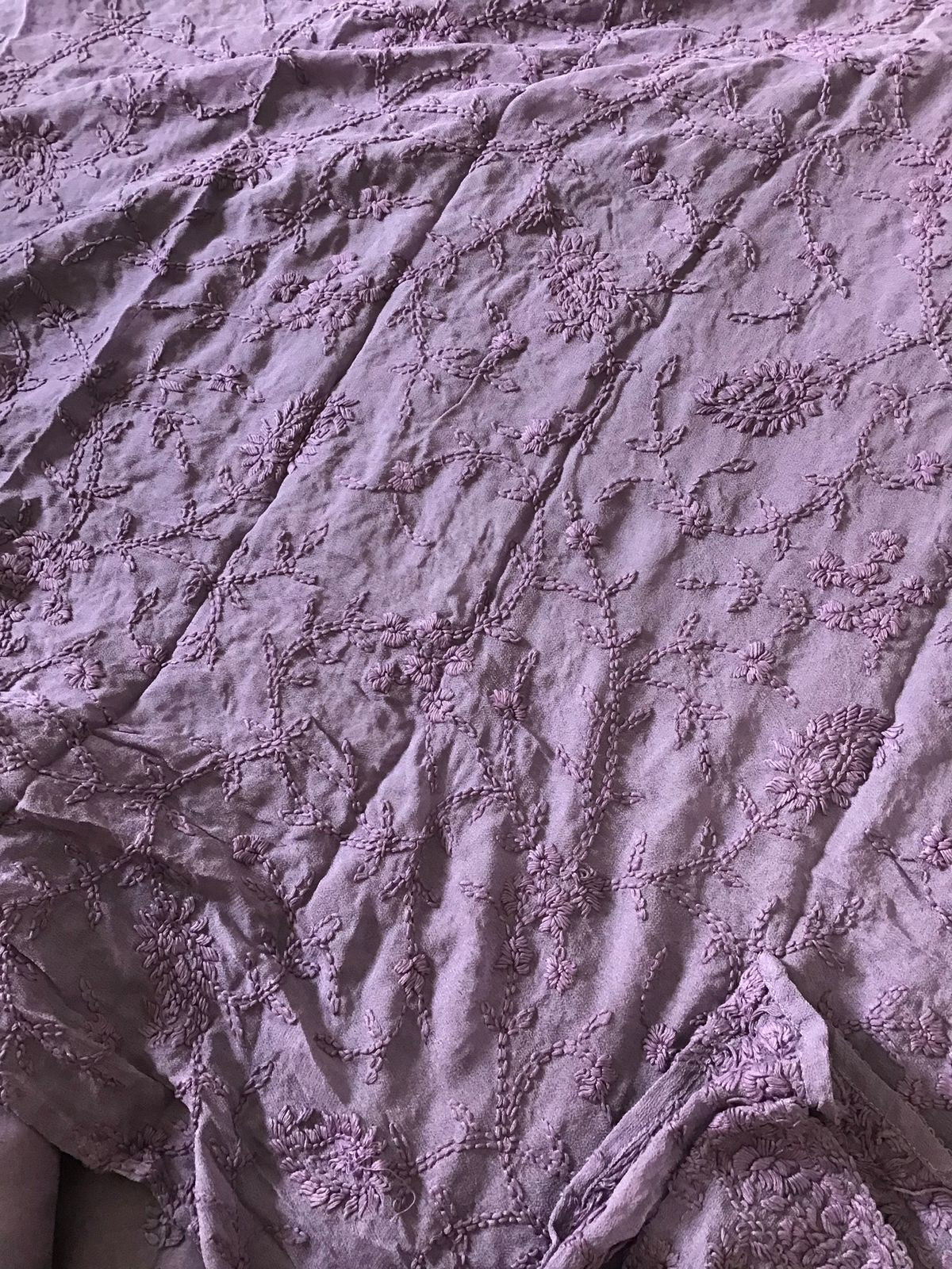 Pure Chanderi Embroidered Suit - Lavender