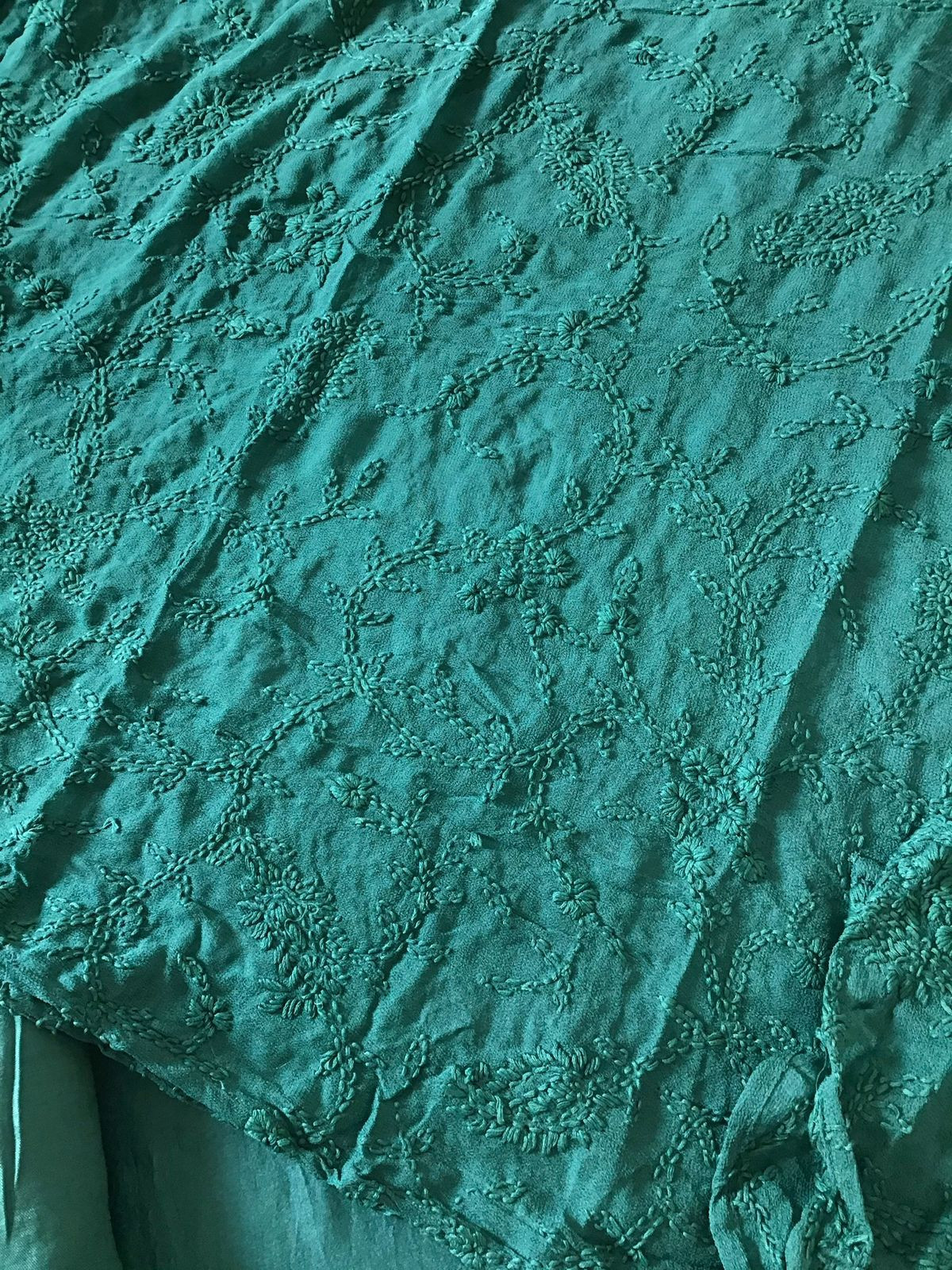 Pure Chanderi Embroidered Suit - Green