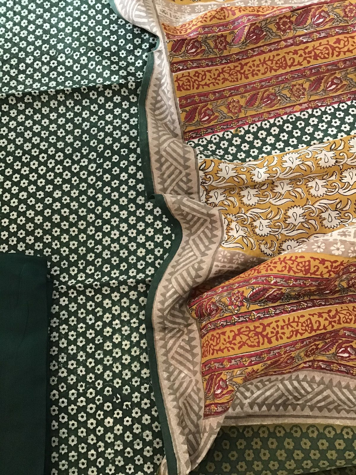 Pure Cottonsilk Printed Suit - Green