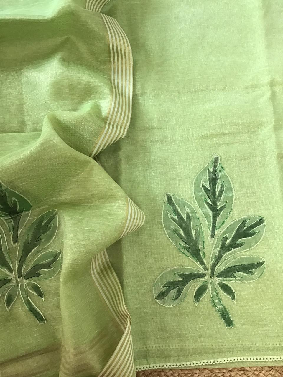 Soft Tissue Chanderi Embroidered Suit - Green