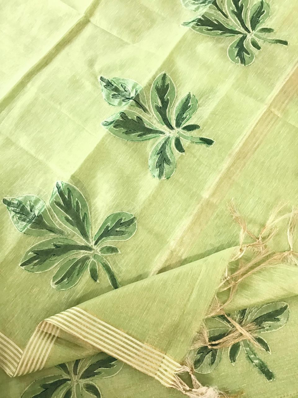 Soft Tissue Chanderi Embroidered Suit - Green