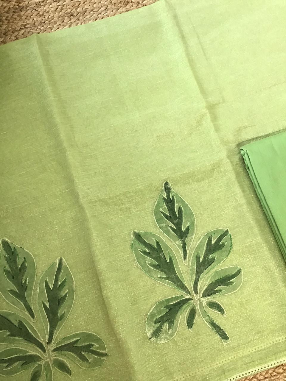 Soft Tissue Chanderi Embroidered Suit - Green