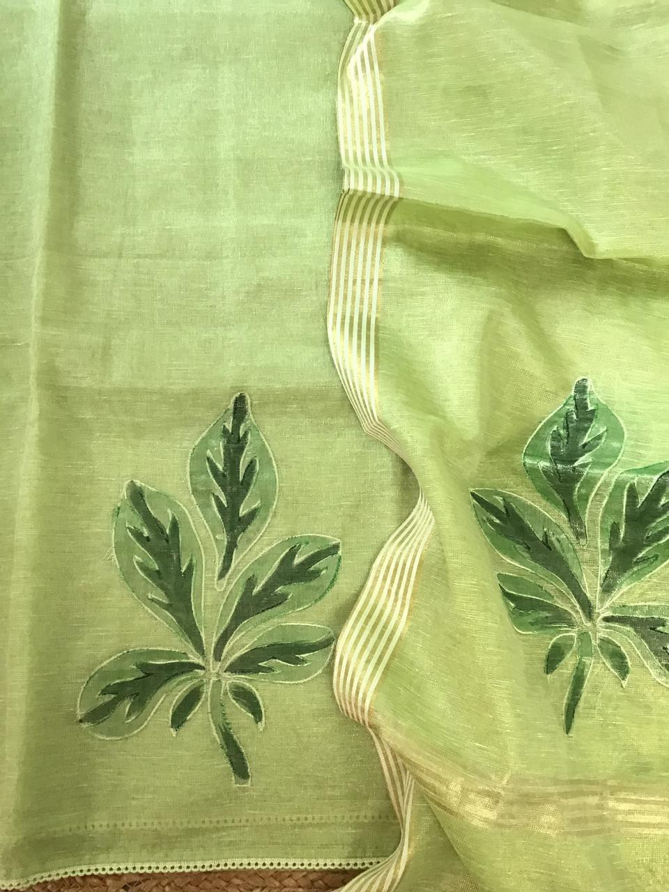 Soft Tissue Chanderi Embroidered Suit - Green