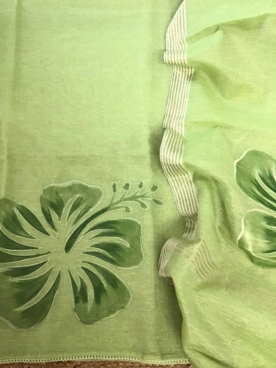 Soft Tissue Chanderi Embroidered Suit - Green