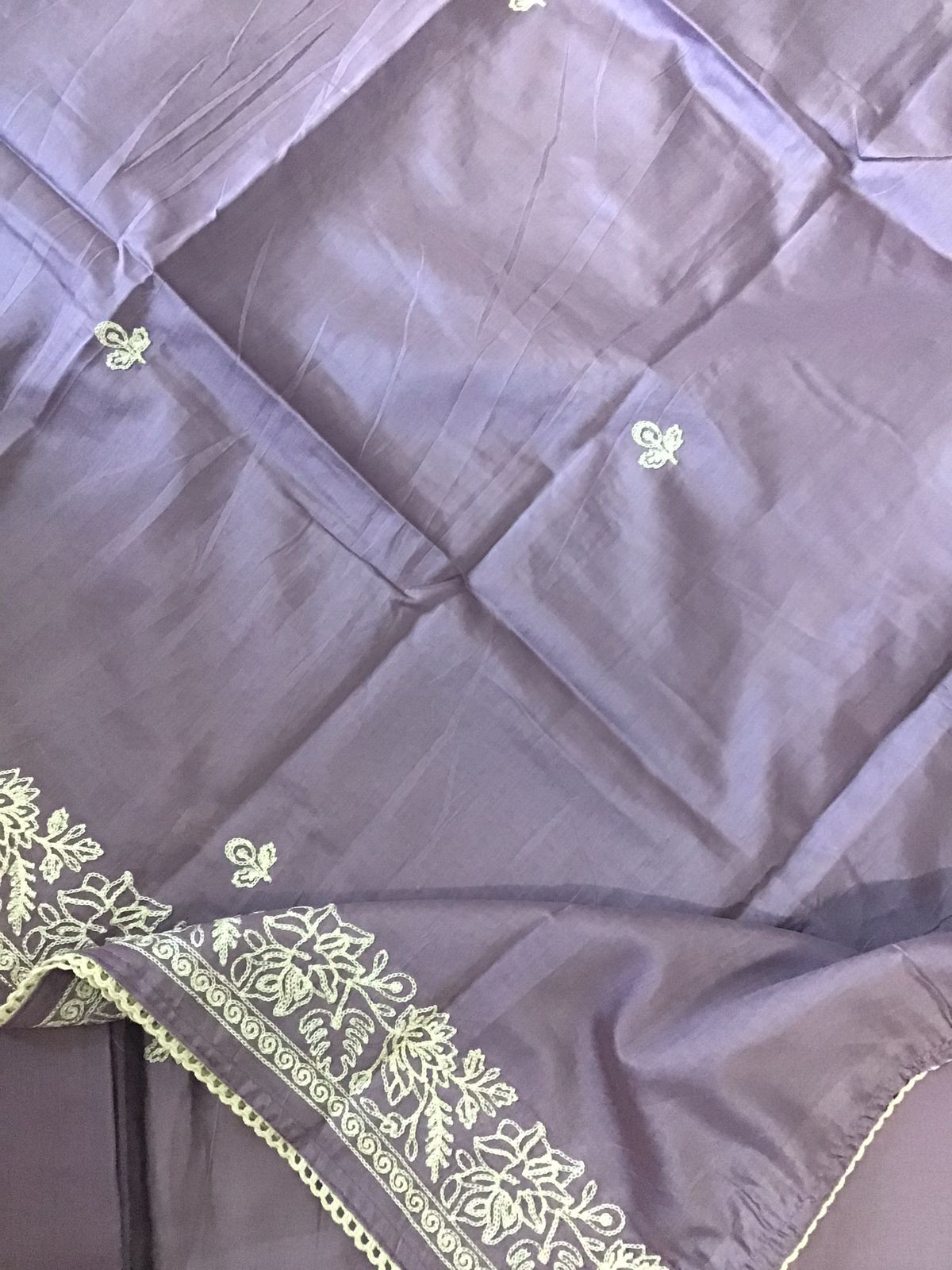 Soft Silk Embroidered Suit - Lavender