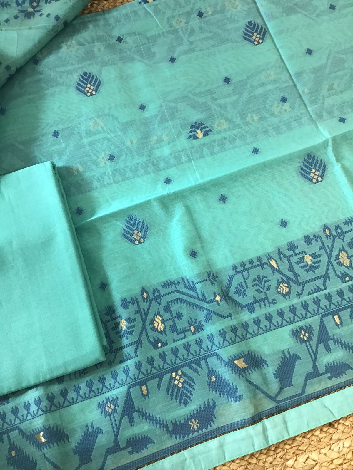 Soft Slub Chanderi Jamdani Weaved Suit - Blue