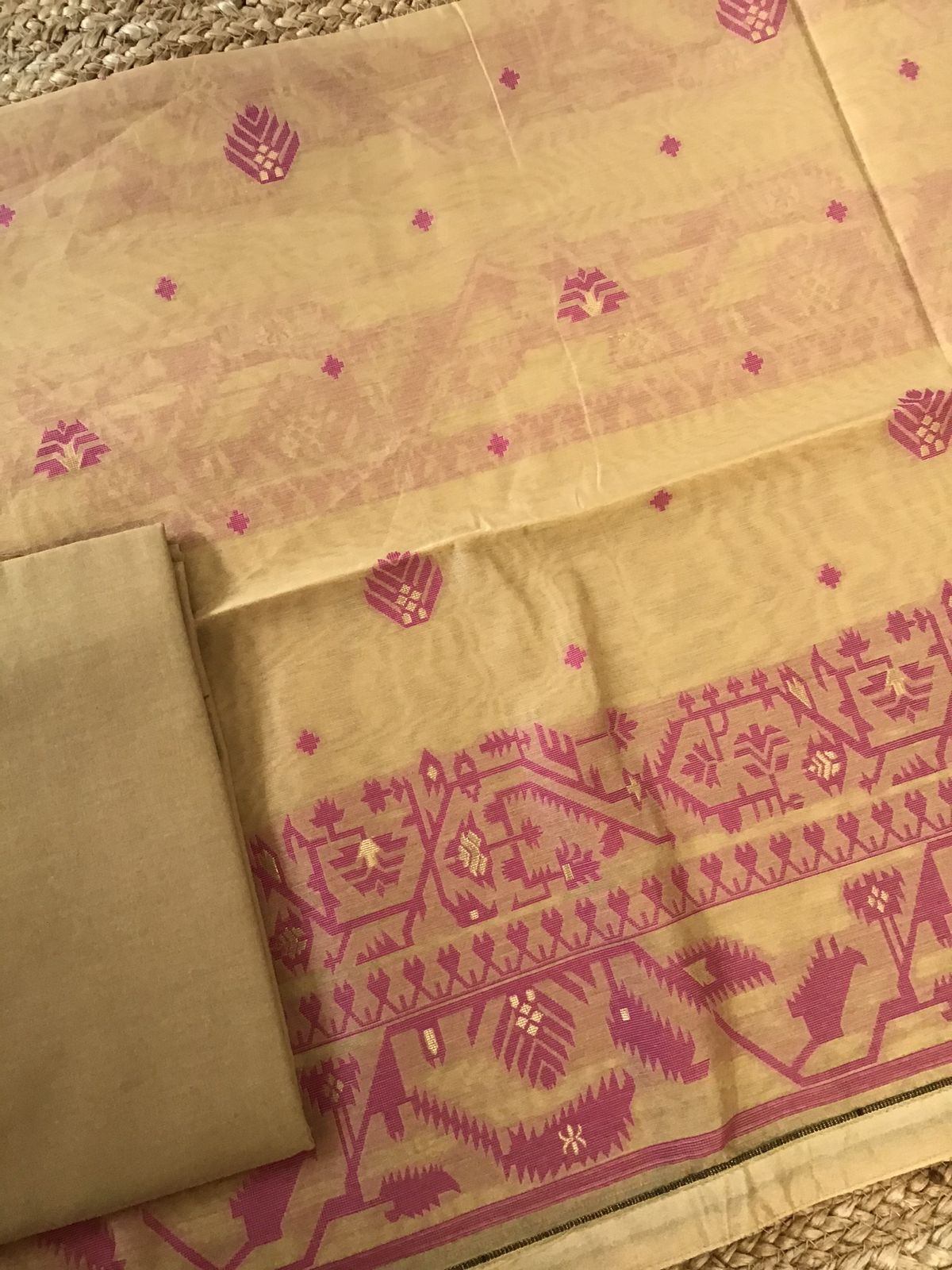 Soft Slub Chanderi Jamdani Weaved Suit - Yellow