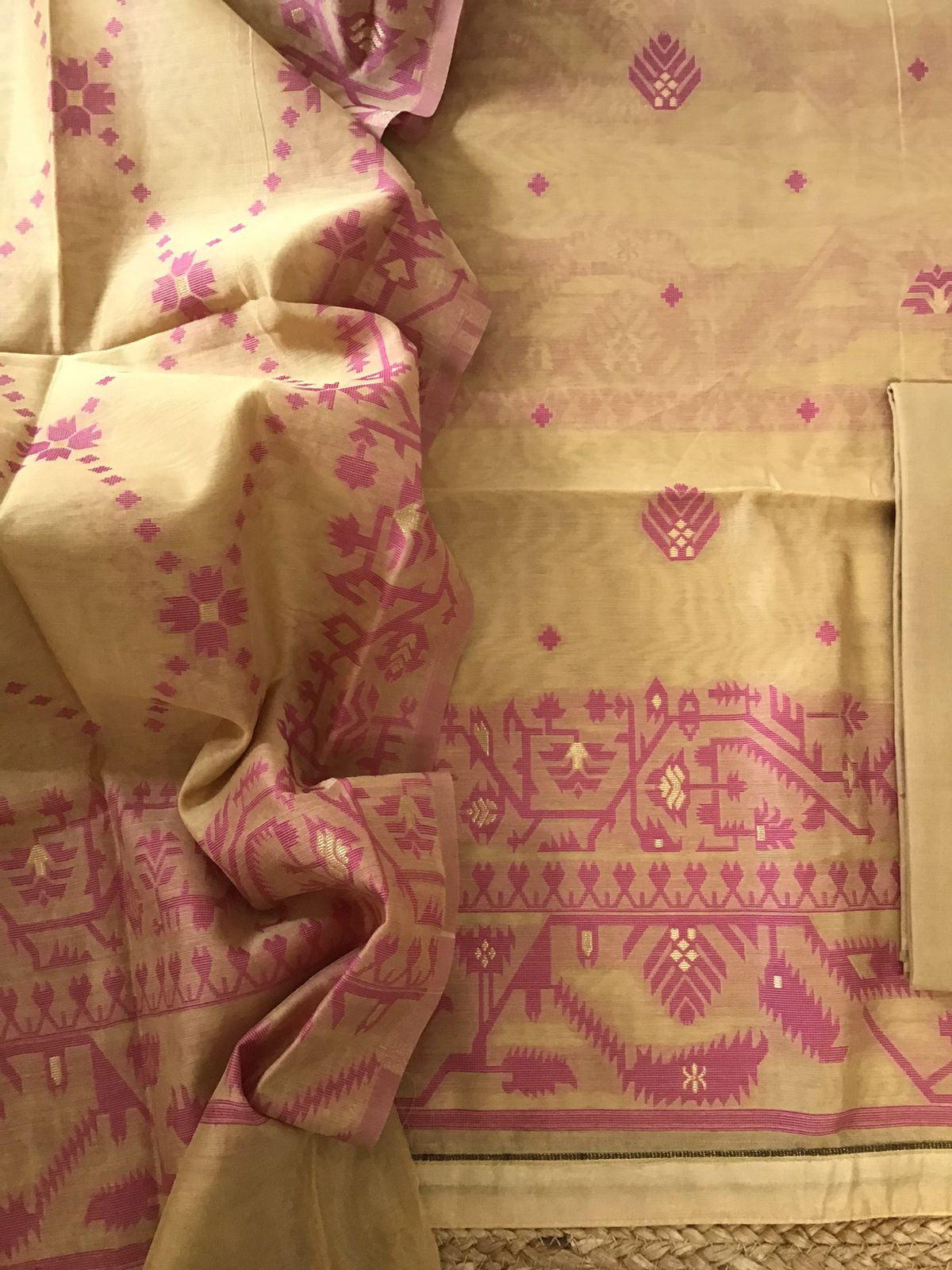 Soft Slub Chanderi Jamdani Weaved Suit - Yellow