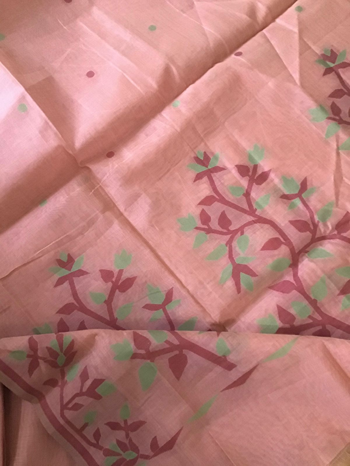 Soft Slub Chanderi Jamdani Weaved Suit - Peach