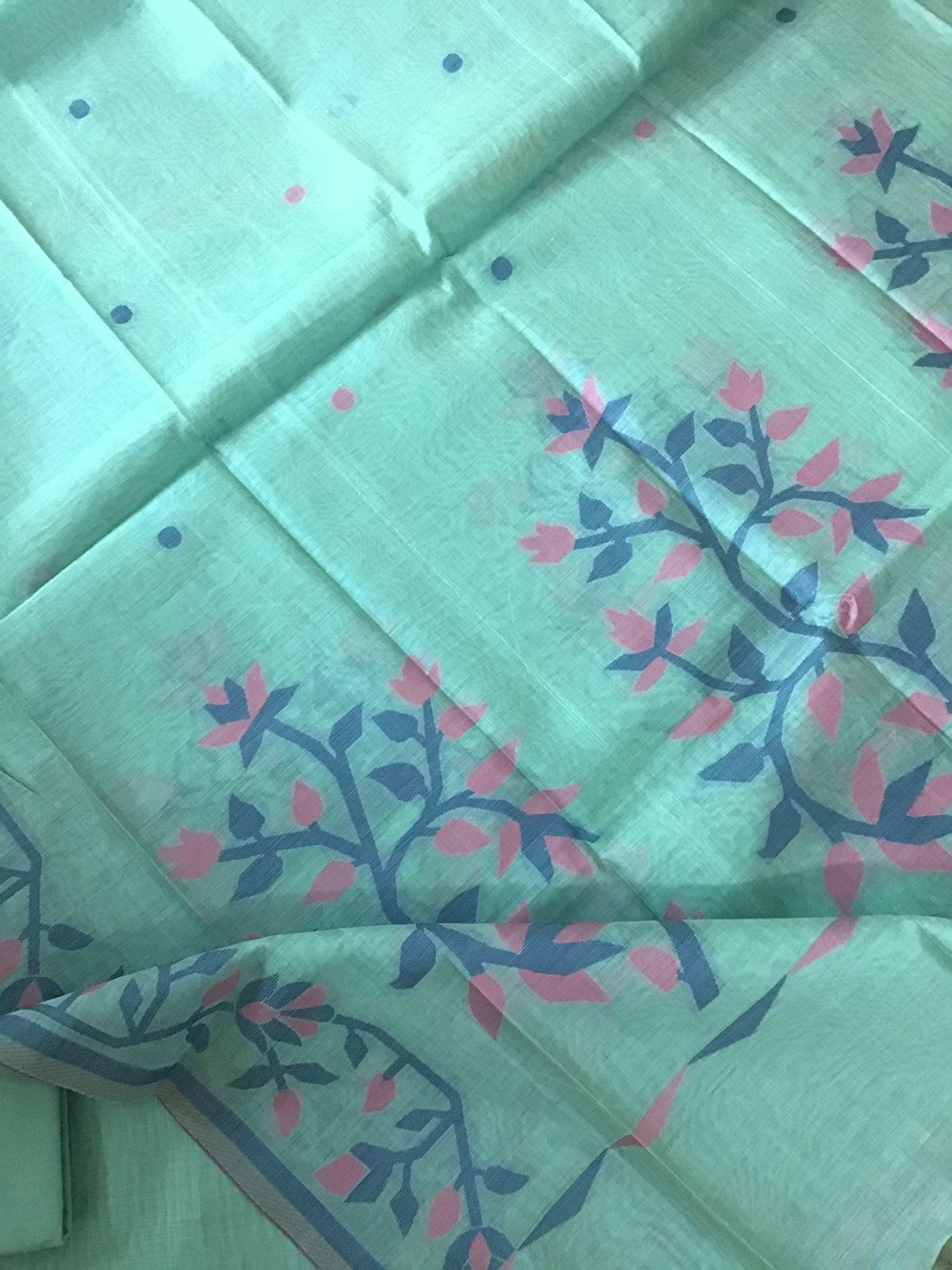 Soft Slub Chanderi Jamdani Weaved Suit - Blue