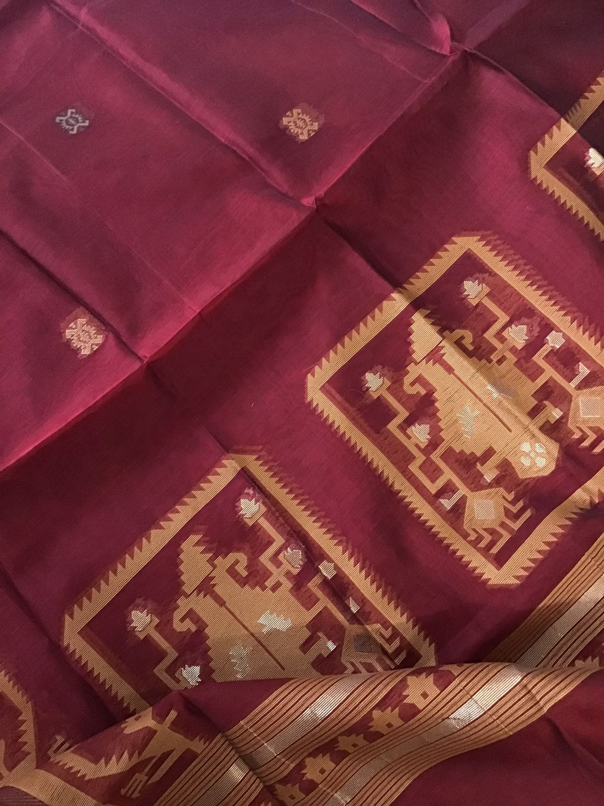 Soft Slub Chanderi Jamdani Weaved Suit - Maroon