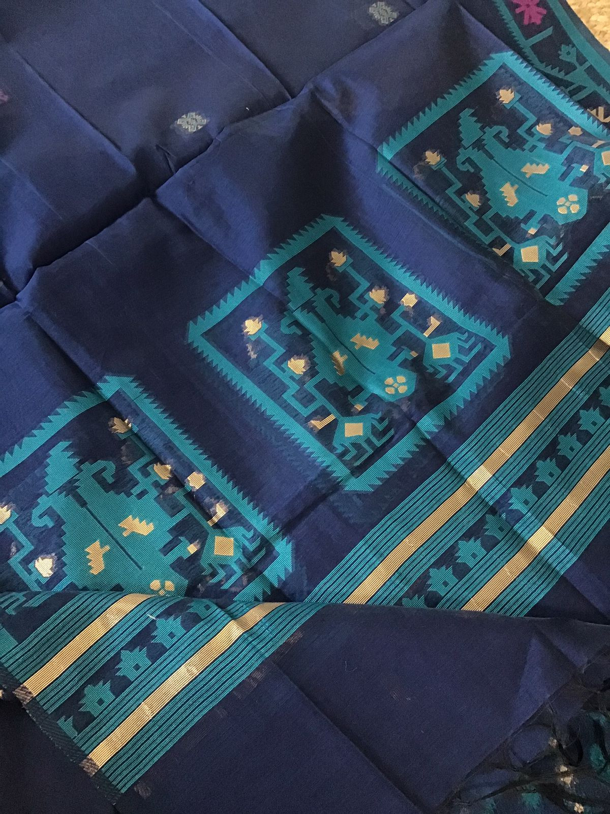 Soft Slub Chanderi Jamdani Weaved Suit - Blue